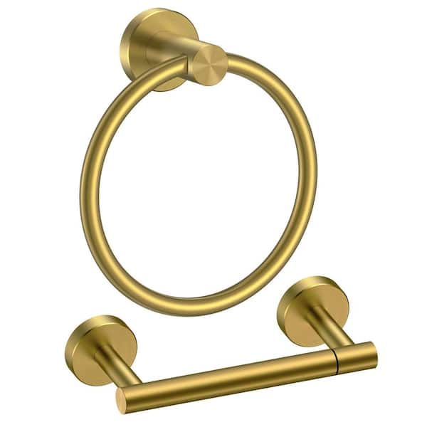 FURUISI 2-Piece Bath Hardware Set with Mounting Hardware in Brushed Gold