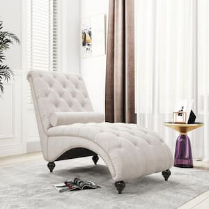 Noble House Lancelot Beige Polyester Tufted Chaise Lounge 69231 - The ...