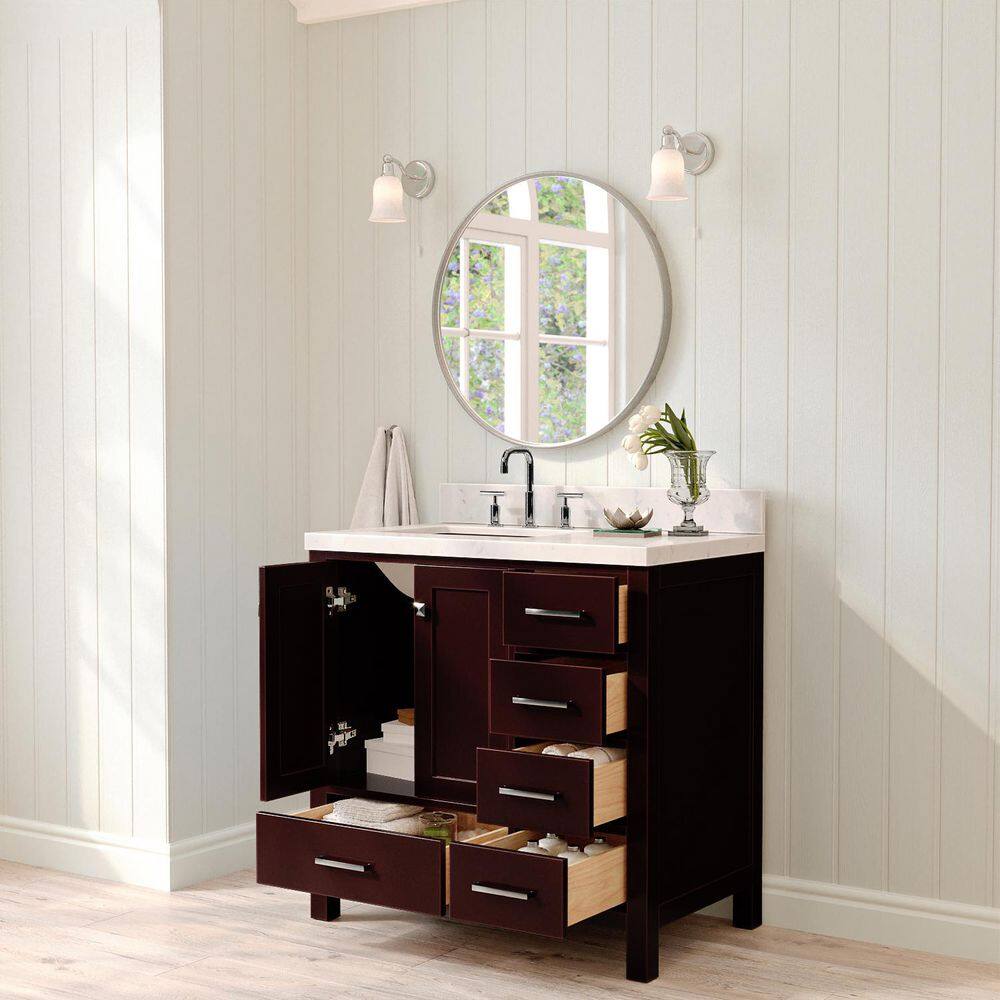 Cambridge 36" Espresso Single Basin Vanity with Shaker Doors
