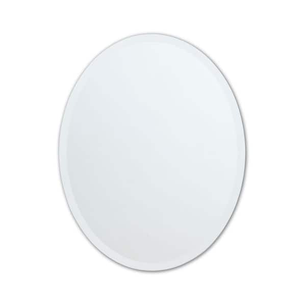 20 in. W x 27 in. H Frameless Copper-Free Oval Beveled Edge Bathroom Vanity Mirror