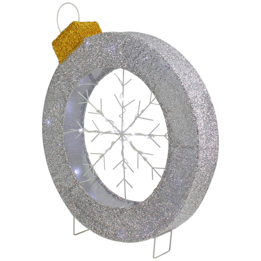 20" LED Lighted Silver Tinsel Snowflake Ornament Decoration