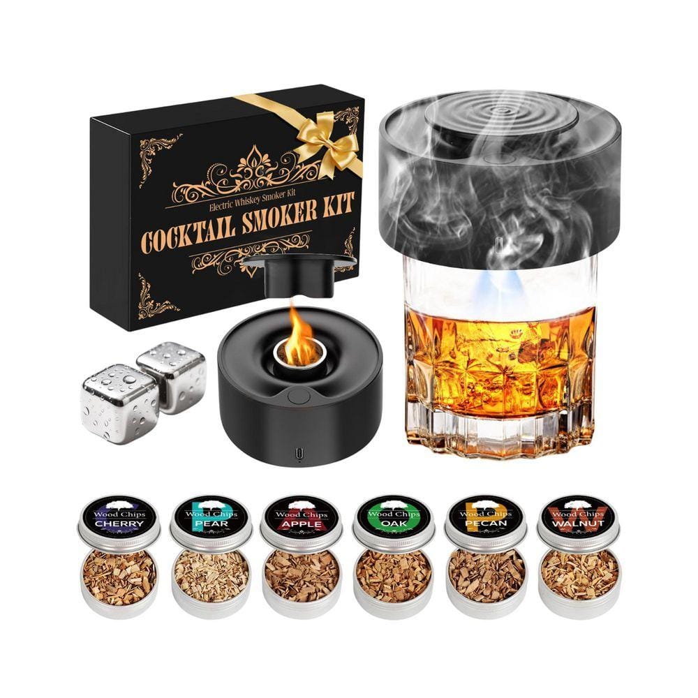 Lynzavix Electric Whiskey Smoker Kit with 6 Wood Chips, No Butane