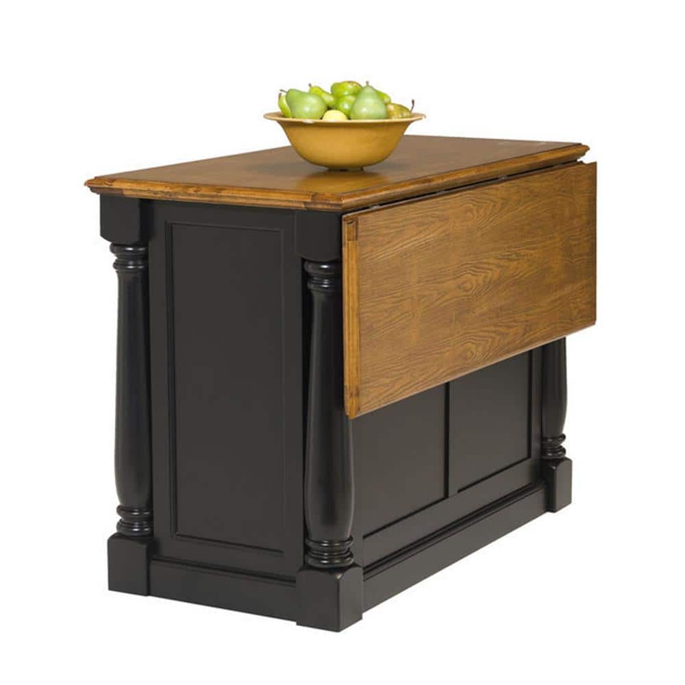 Monarch Black Kitchen Island with Hardwood Top and Drop Leaf