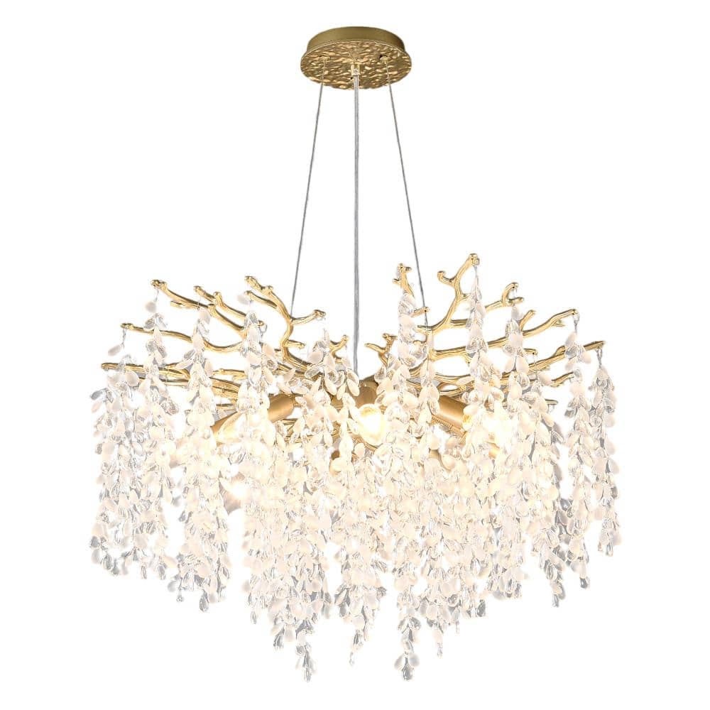 23.6 in. 8-Light Gold Vintage Elegant Branch Crystal Chandelier for Living Room, Dining Room, Kitchen Island price history on PriceWatchPro