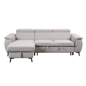 Eilish 100.5 in. W 2-Piece Microfiber Upholstery Reversible Sectional Sofa in Beige