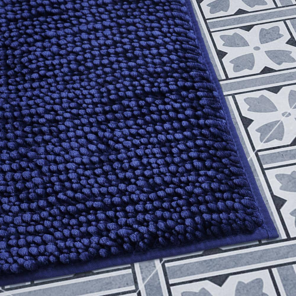 Laura Ashley Navy Blue Chenille Bath Mat Set