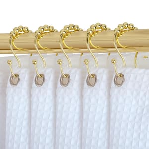Double Roller Ball Shower Curtain Rings for Bathroom, Rust Resistant Stainless Steel, Gold