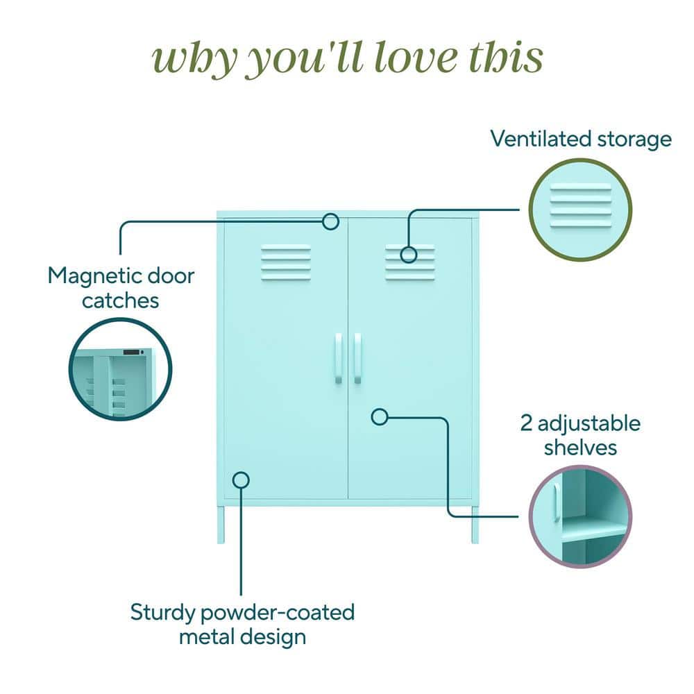 Mint Metal Locker Style Storage Cabinet with Adjustable Shelving