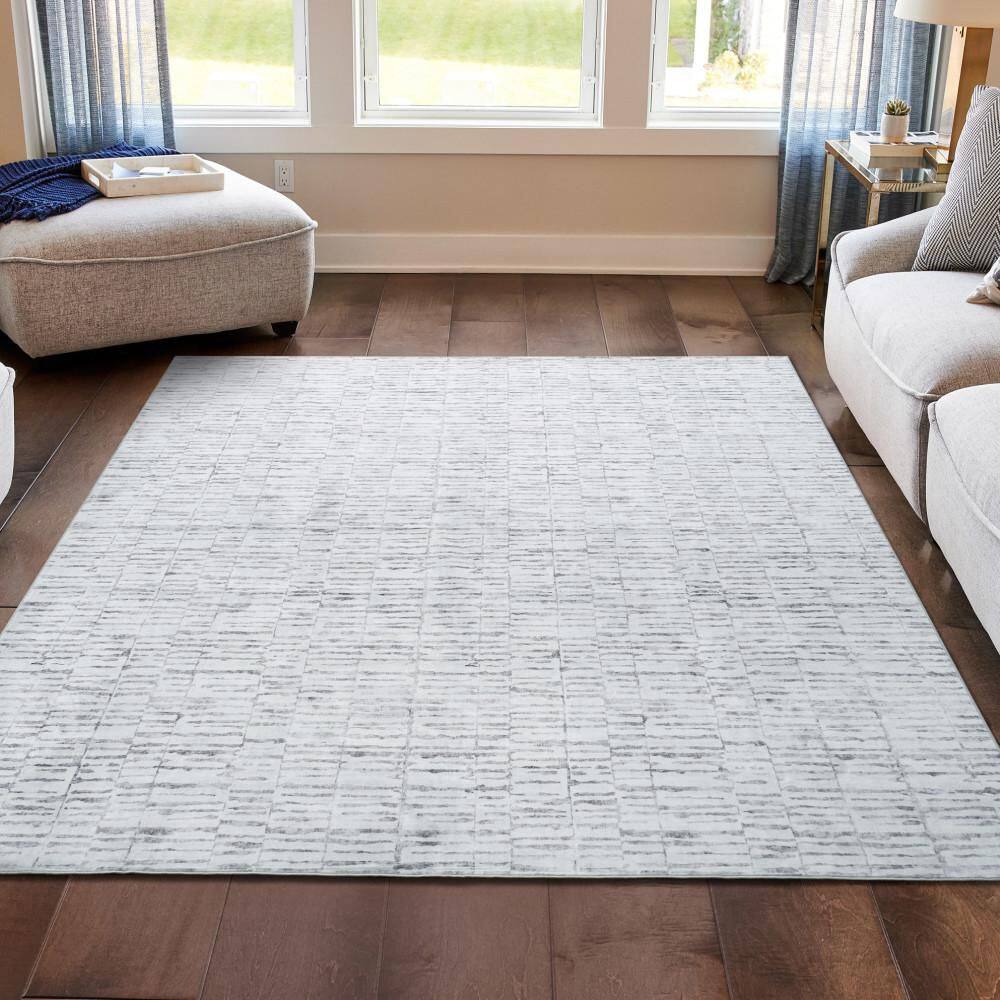 Strata Texture Beige/Cream 5 ft. x 7 ft. Woven Abstract Polyester Area Rug price history on PriceWatchPro