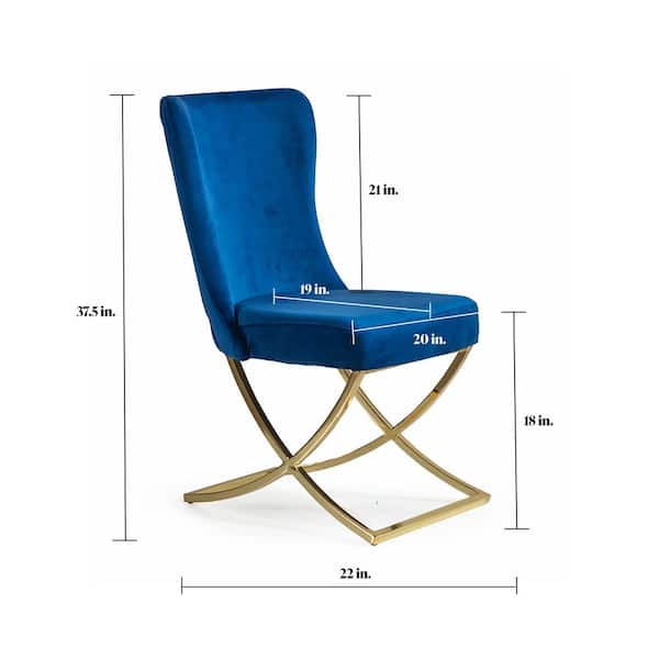 Ottomanson Majestic Blue/Gold Upholstered Dining Side Chair
