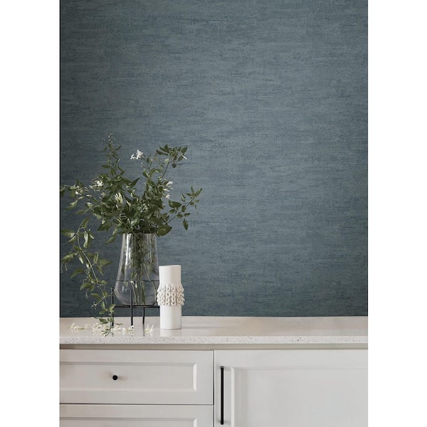 Weathered Stucco Dusty Blue Wallpaper