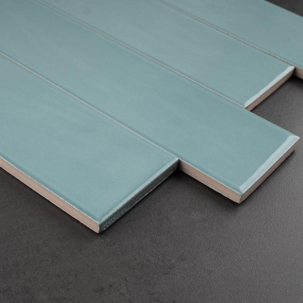 Acqua Blue Glossy Ceramic Subway Wall Tile 3x12
