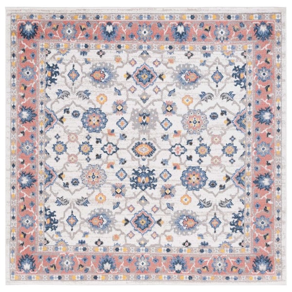 Astoria 7 ft. x 7 ft. Ivory/Rust Floral Medallion Square Area Rug