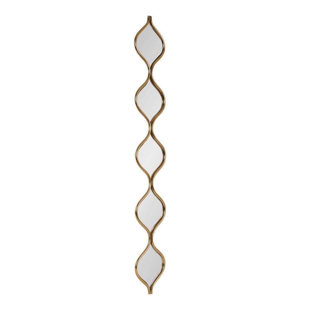 Gold Teardrop Panel Wall Mirror, 7x42, Metal Frame