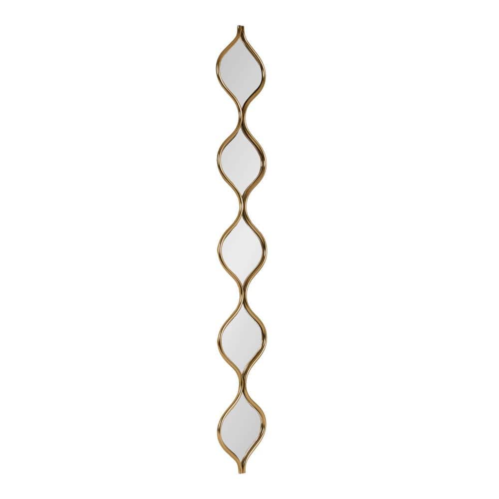 Gold Teardrop Panel Wall Mirror, 7x42, Metal Frame