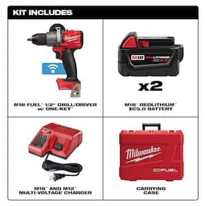 M18 FUEL ONE-KEY 18V Lithium-Ion Brushless Cordless 1/2 in. Drill Driver Kit with Two 5.0 Ah Batteries Hard Case