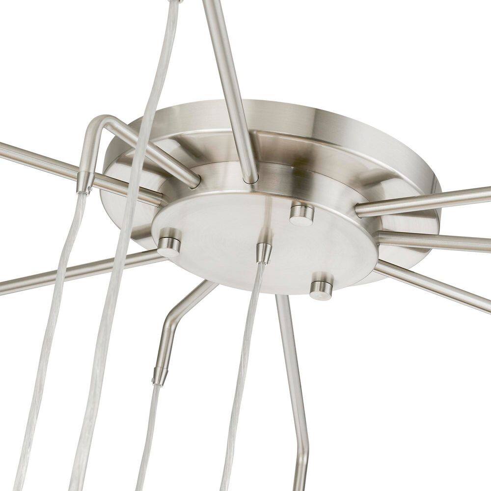 Strathmore Brushed Nickel 15-Light Tiered Foyer Chandelier with Off-White Shades