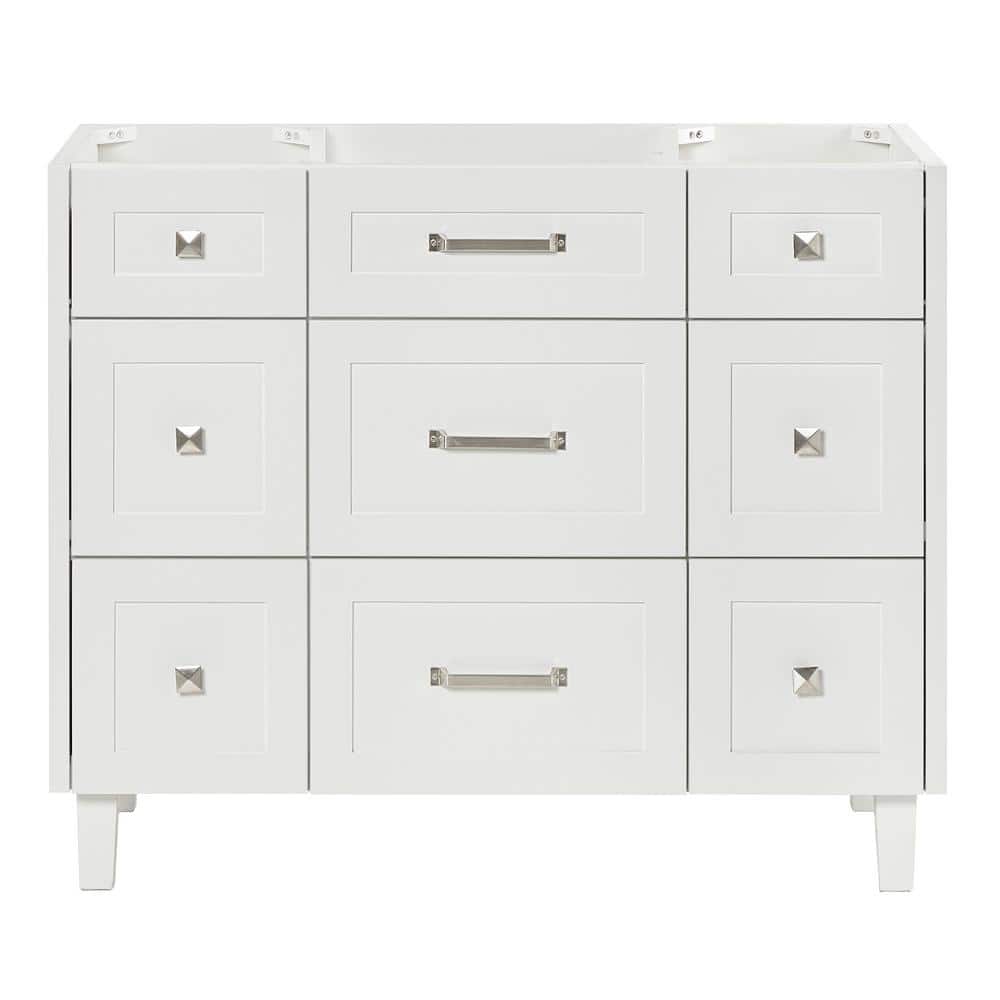Monroe 42" White Wood Freestanding Bath Vanity Cabinet