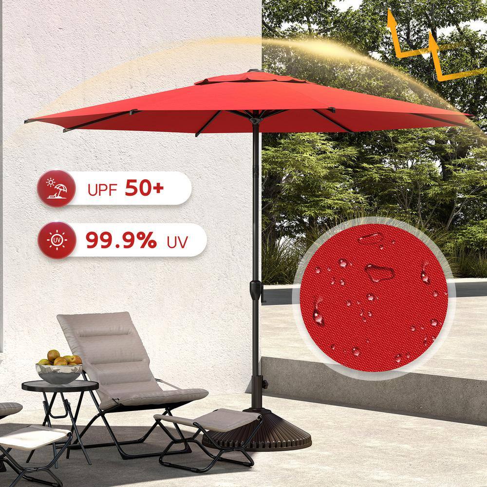Lyon 9ft Red Steel Market Patio Umbrella with Crank Tilt