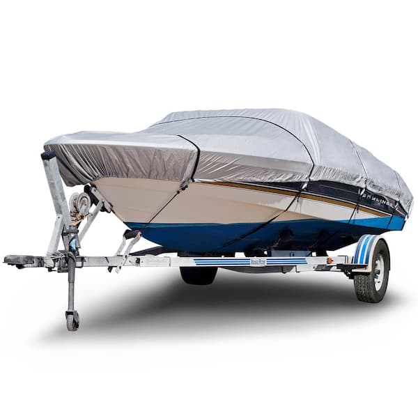 Budge Sportsman 150 Denier 16 ft. to 18 ft. (Beam Width Up to 90 in.) Silver V-Hull Fishing Boat Cover Size BT-3