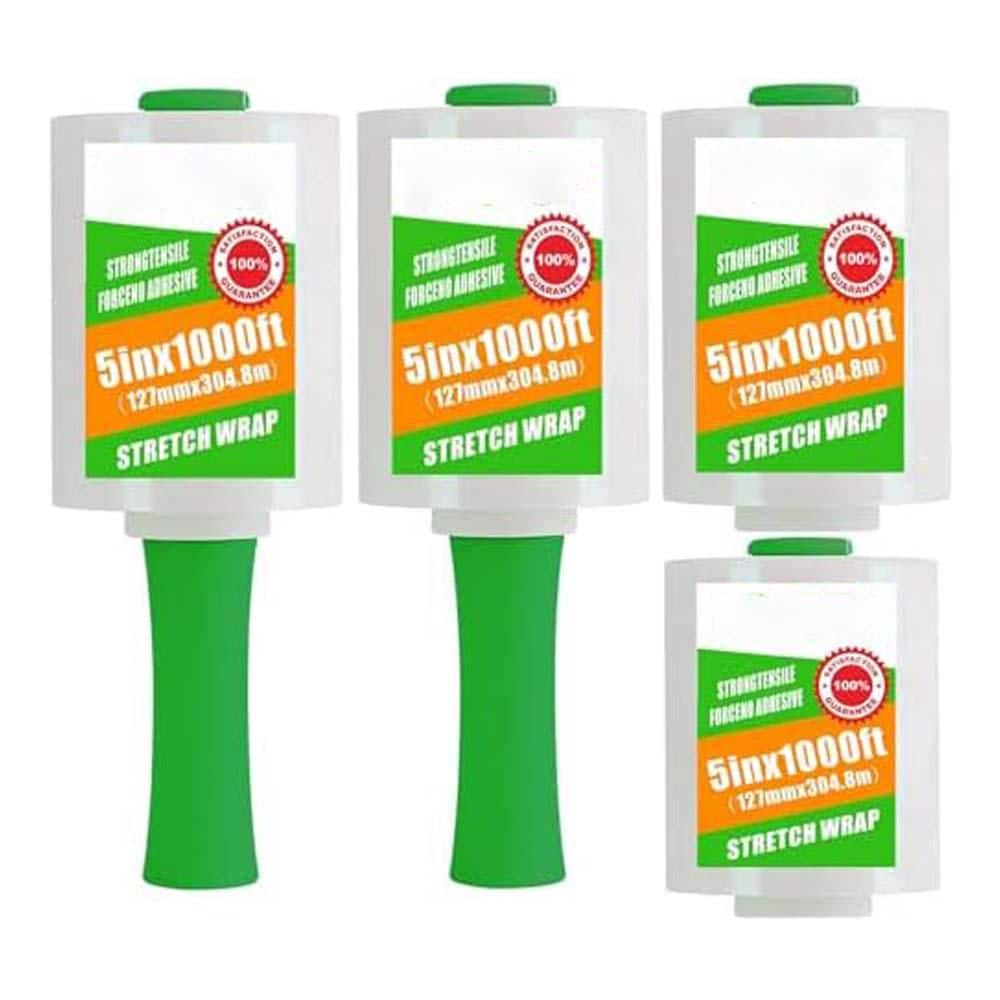 5 x 1000 ft. Stretch Wrap Film with Handle 80 Gauge Cling Plastic Wrap for Moving Pallet Packaging 4-Pack price history on PriceWatchPro