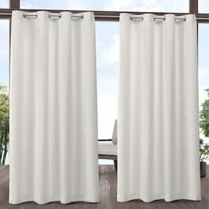 Delano Vanilla Solid Polyester 54 in. W x 84 in. L Grommet Top Indoor/Outdoor Curtain Panel (Set of 2)