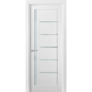 4088 24 in. x 80 in. Left/Right Frosted Solid MDF White Finished Pine Wood Single Prehung Interior Door with Hardware