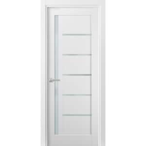 4088 28 in. x 80 in. Left/Right Frosted Solid MDF White Finished Pine Wood Single Prehung Interior Door with Hardware