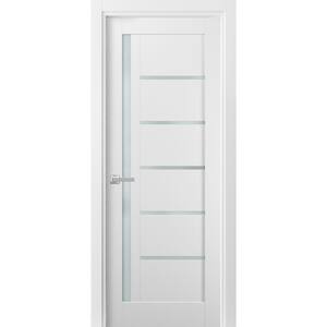 4088 42 in. x 84 in. Left/Right Frosted Solid MDF White Finished Pine Wood Single Prehung Interior Door with Hardware