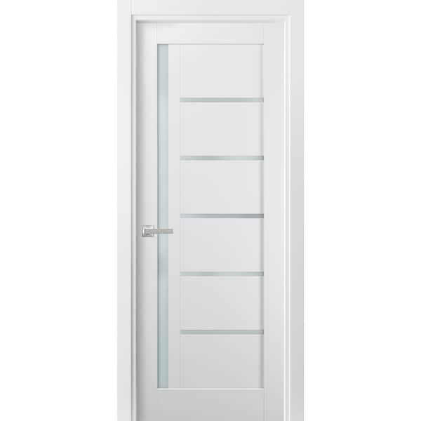 Sartodoors 18 in. x 80 in. Universal Frosted MDF White Finished Pine Wood Interior Door Slab with Hardware with Hardware