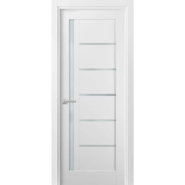 Sartodoors 42 in. x 80 in. Universal Frosted MDF White Finished Pine Wood Interior Door Slab with Hardware with Hardware
