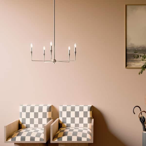 KICHLER Alvaro 30.25 in. 5-Light Polished Nickel Modern Candle Chandelier for Dining Room
