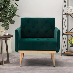 31 in. Modern Green Velvet Arm Chair with Rose Golden Metal Legs