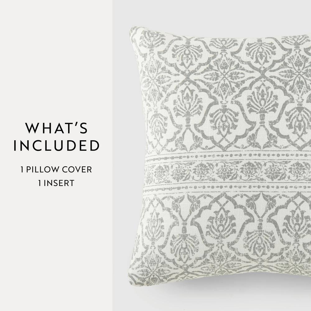 Antique Floral Cotton Square Throw Pillow with Polyester Fill