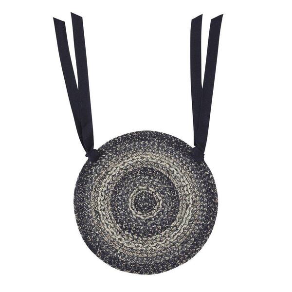 Sawyer Mill Black White Jute Braided Chair Pad 15 Inch Diameter
