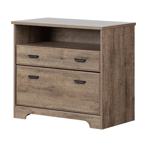 South Shore Versa 2-Drawer Weathered Oak 30.25 in. H x 33.75 in. W x 19 in. D Engineered Wood Lateral File Cabinet