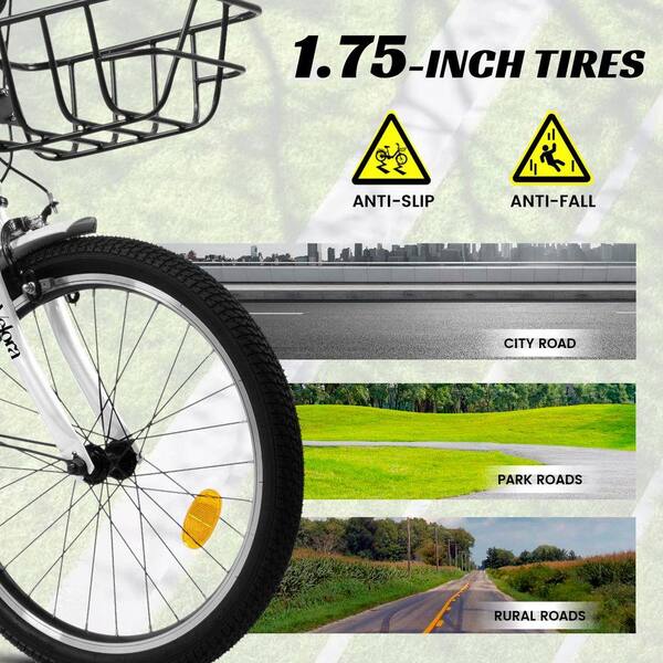 Cesicia 20 in. White Steel Kids Bike 1-Speed with Coaster Brake