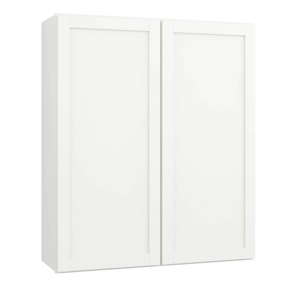 Hampton Bay Courtland Polar White Finish Laminate Shaker Stock Assembled Wall Kitchen Cabinet 36 in. x 42 in. x 12 in.