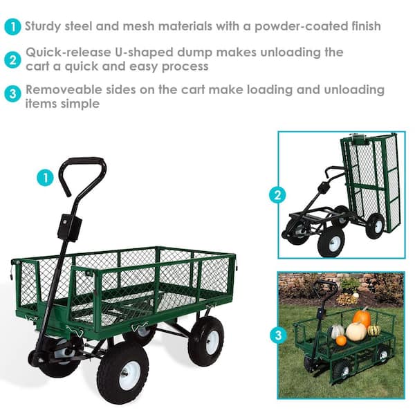 Green Thumb 70108 4 Wheel Mesh Garden Cart With Sidewalls 
