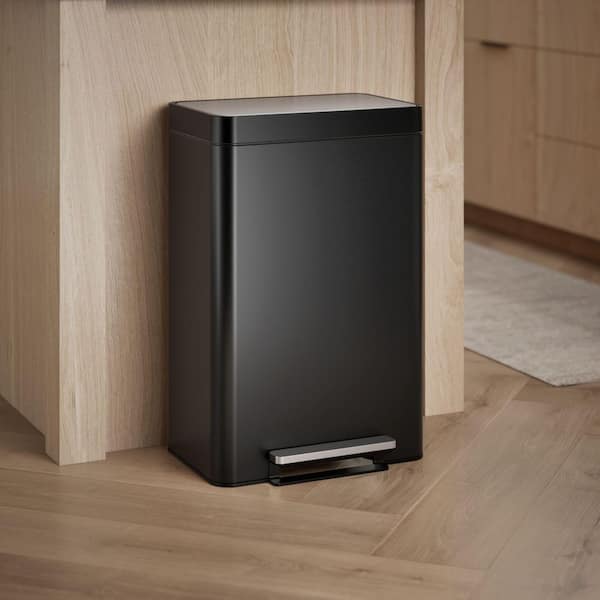 Dual 5.5 Gal. Black Compartment Trash Can