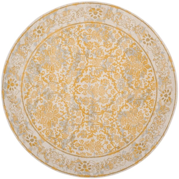 Evoke Ivory/Gold 7 ft. x 7 ft. Round Border Area Rug