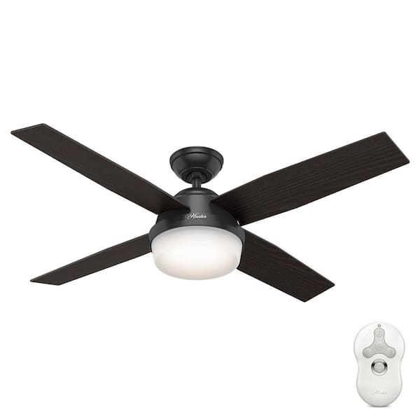 Dempsey 52 in. LED Indoor/Outdoor Matte Black Ceiling Fan with Light and Remote