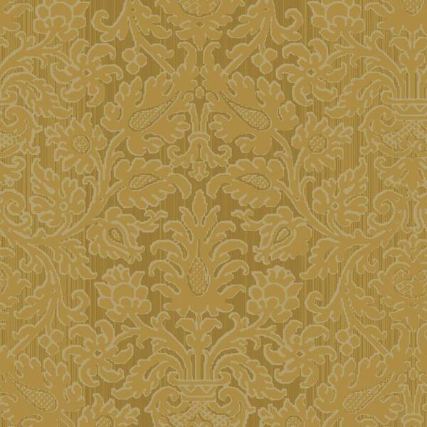 The Wallpaper Company 56 sq. ft. Antique Gold Kilim Damask Wallpaper