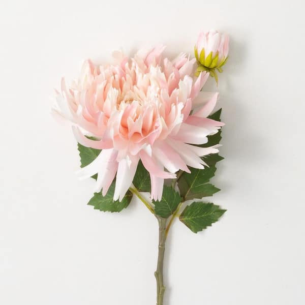 SULLIVANS 21 in. White Pale Pink Artificial Dahlia Spray
