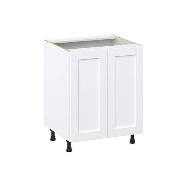 J COLLECTION Milton 27 in. W x 24 in. D x 34.5 in. H Assembled Shaker Full Height Doors Base Kitchen Cabinet in Bright White