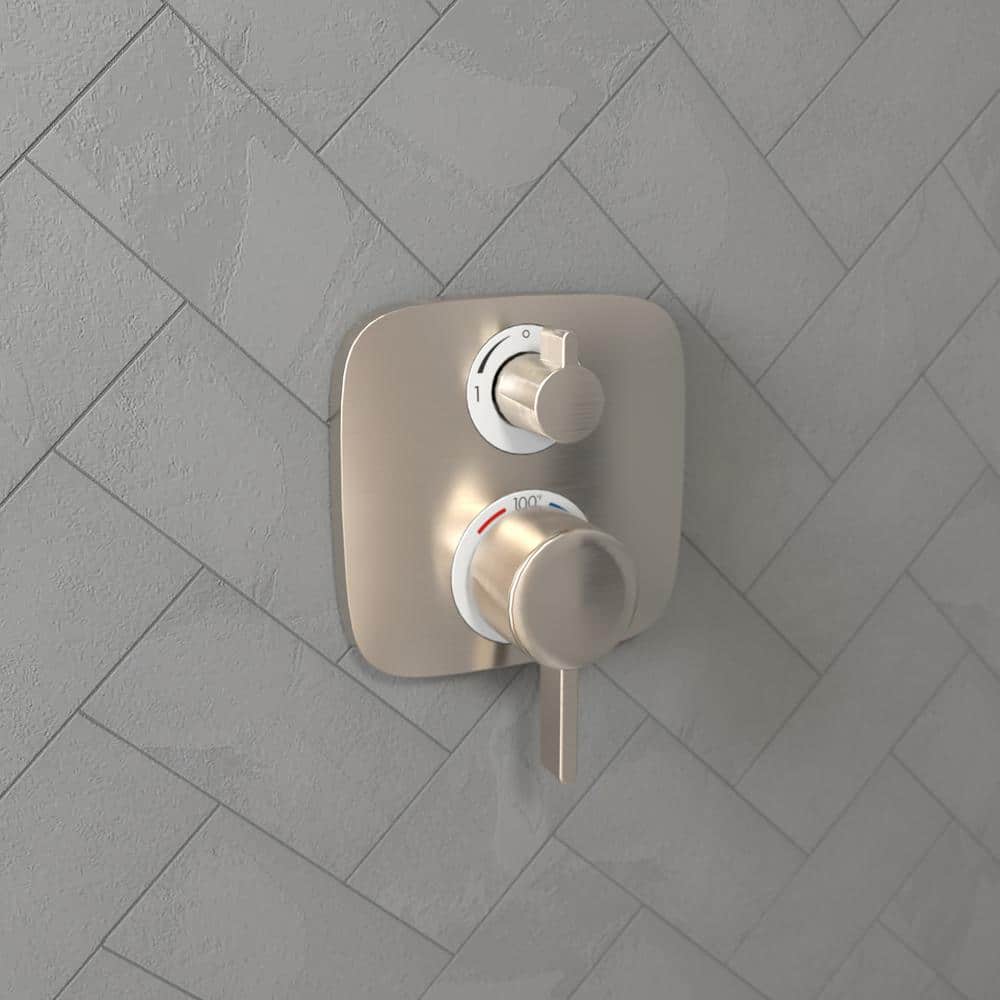 Brushed Nickel Wall-Mounted Thermostatic Shower Trim