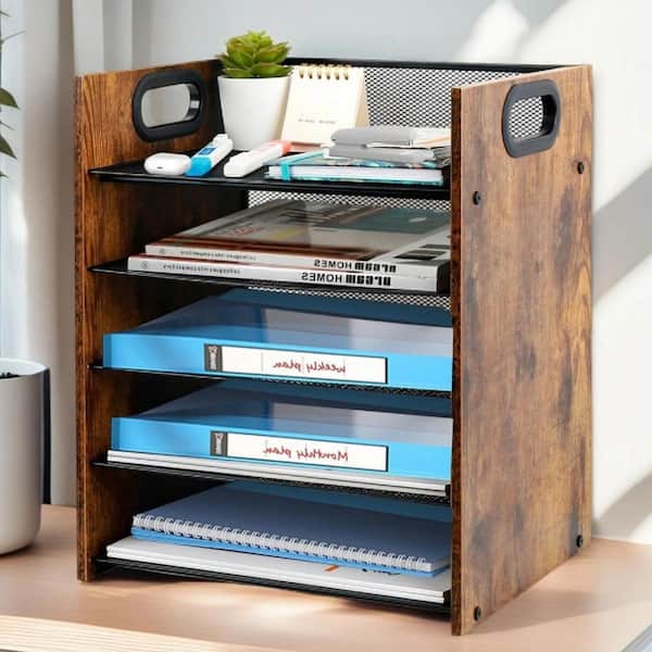 Desk File Organiser File Rack Holder Triplicate Sturdy Desktop Document Cabinet Rack Plastic Frames~p84404047