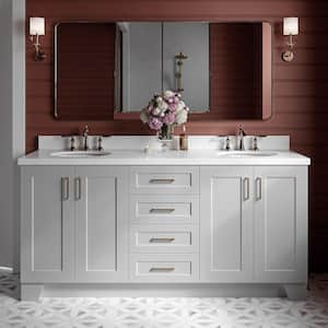 Taylor 73 in. W x 22 in. D Bath Vanity in Grey with Pure White Quartz Top