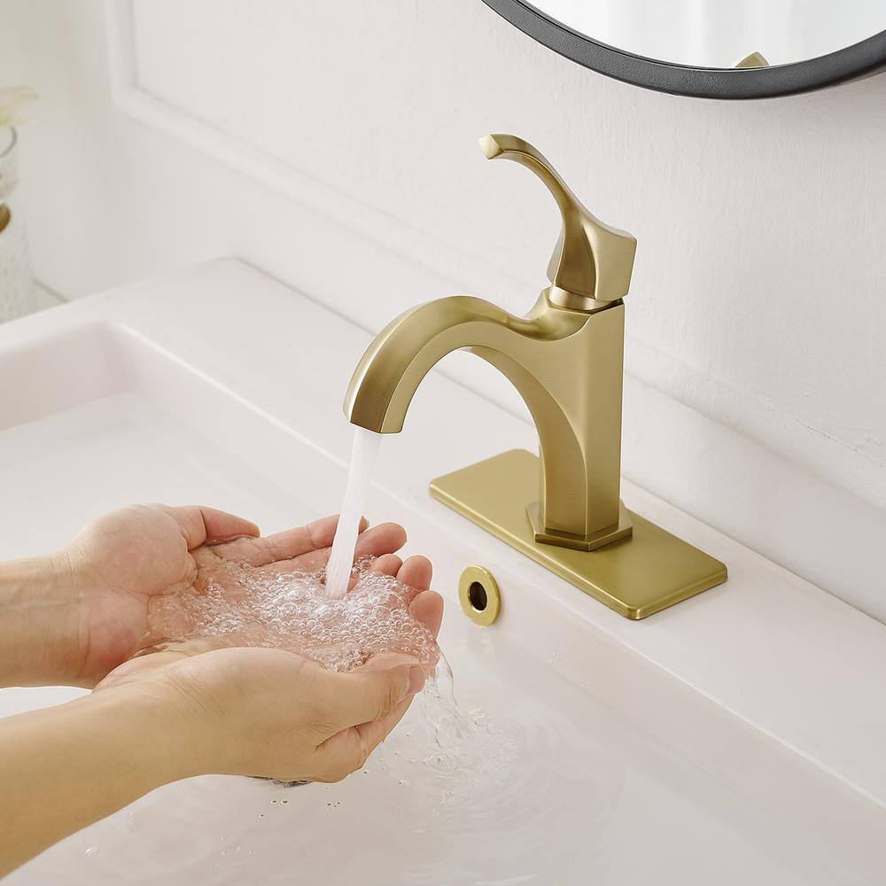 Brushed Gold Single-Handle Modern Bathroom Faucet