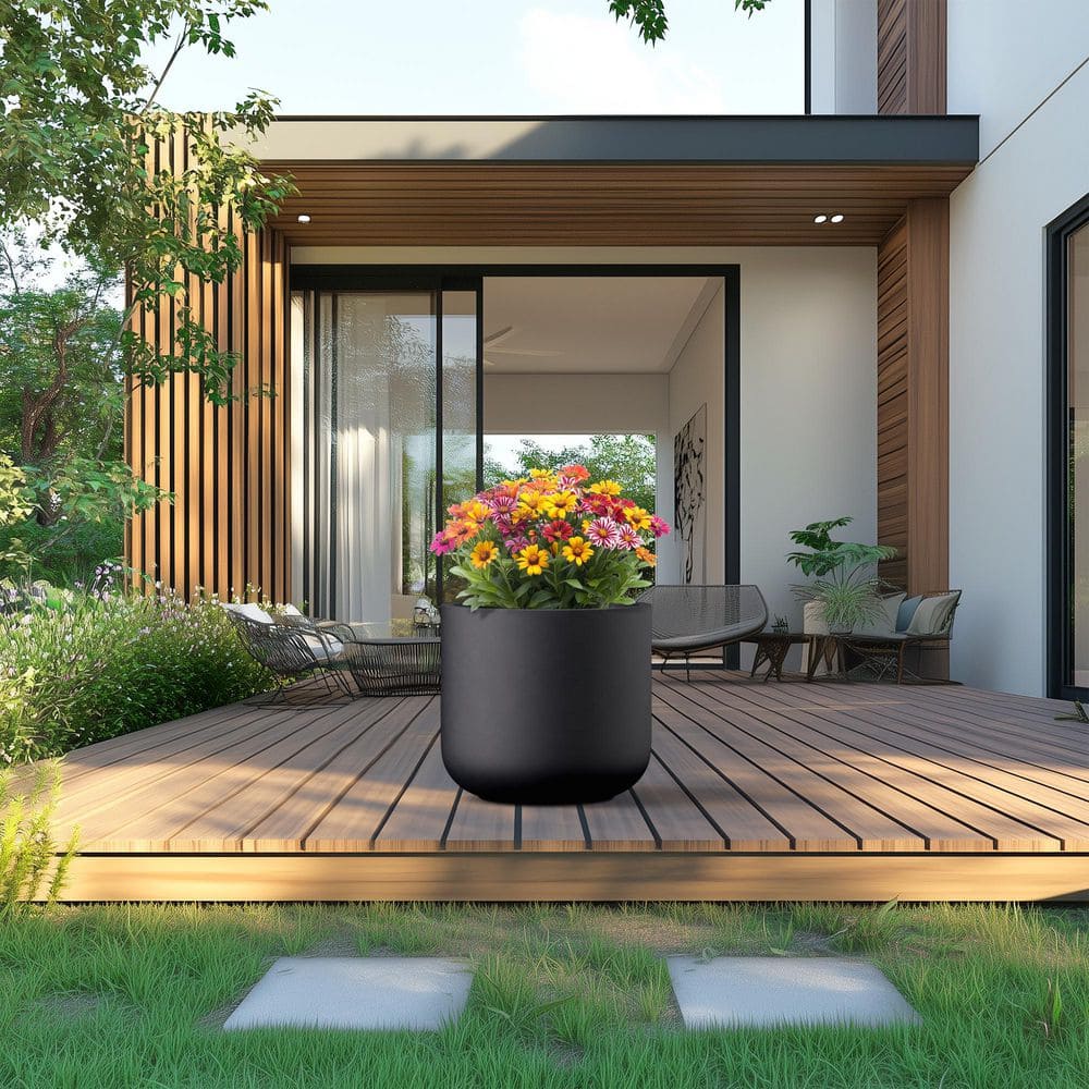 17.5 in. Large Charcoal Black(Enhanced Core) Concrete Round Planter / Pot with Drainage Holes price history on PriceWatchPro